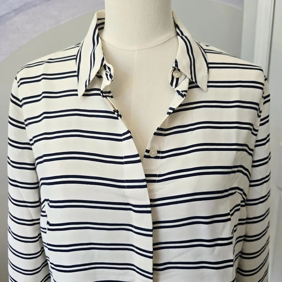 Talbots | Medium | Navy & White Striped Button Down - Picture 4 of 10